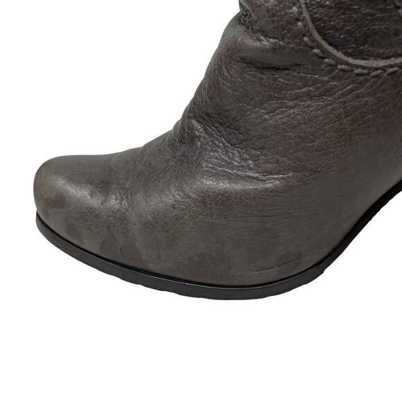 Henry Beguelin Knee High Taupe Leather Boots - Brown Gray - Fur Trim - Size 36.5 - Picture 10 of 12